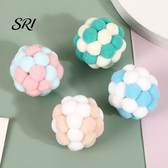 Plüsch-Katzen-Spielzeugball mit integrierter Glocke, weiche Macaron-Bälle, lustiges Spielzeug, bissfeste Kauspielzeuge für Wohnungskatzen und Kätzchen, Geräuschentwicklung