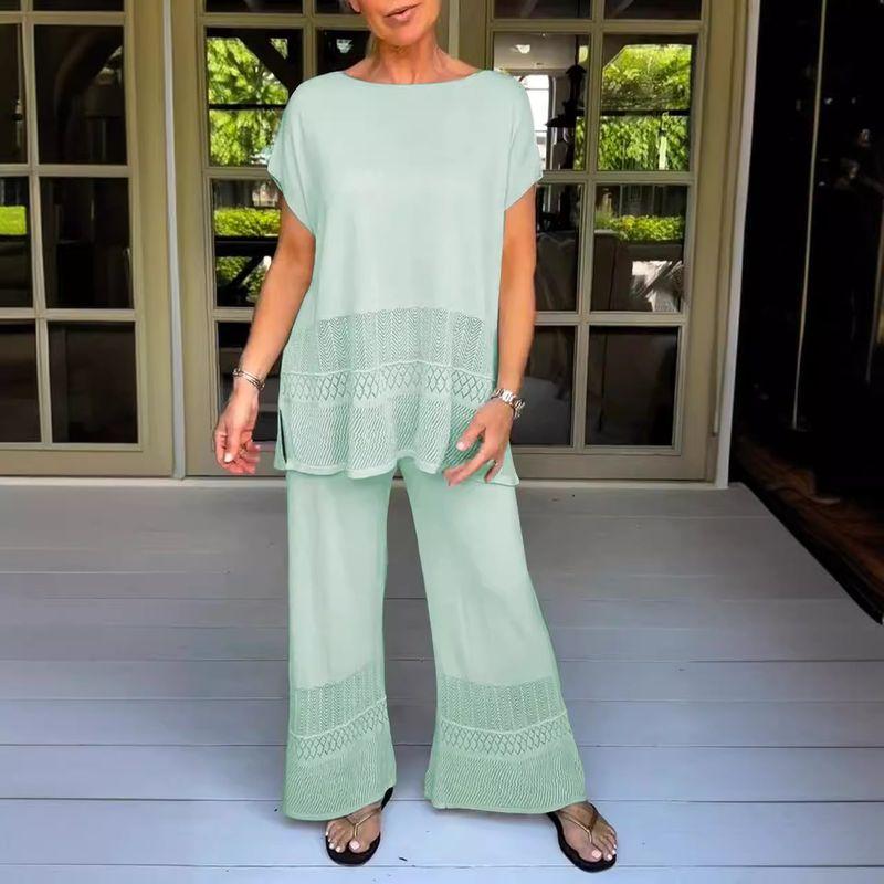 

round Neck Loose Top and Pants Set Casual round Neck Loose Top Pants Suit 2106 Deepwater Blue L