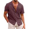 Men's Solid Color Pocket Button Short Sleeve Shirts Men's Casual Fashion Short Sleeve Shirts