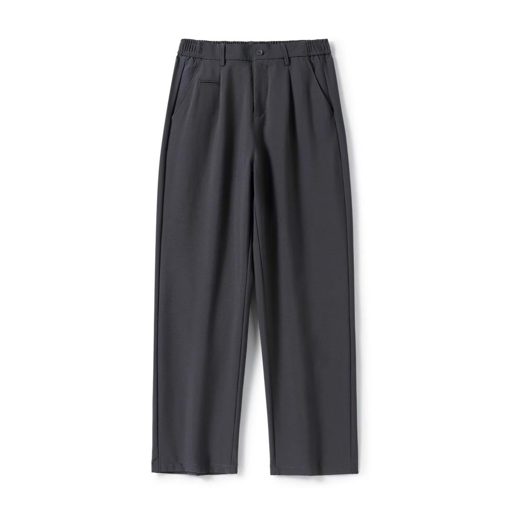 Men's summer drape loose straight pants trendy casual high-end wide-leg trousers boys black suit pants