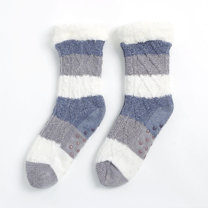 Striped fleece long sleep socks (2 colors) 01. Blue_1313623