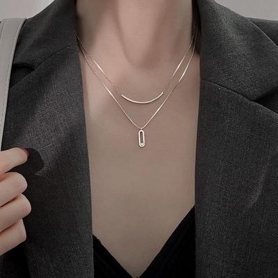 Collana Estiva a Strati Placcata Argento 925 - Catena Clavicola Minimalista e Versatile per Donne (Design 2021)
