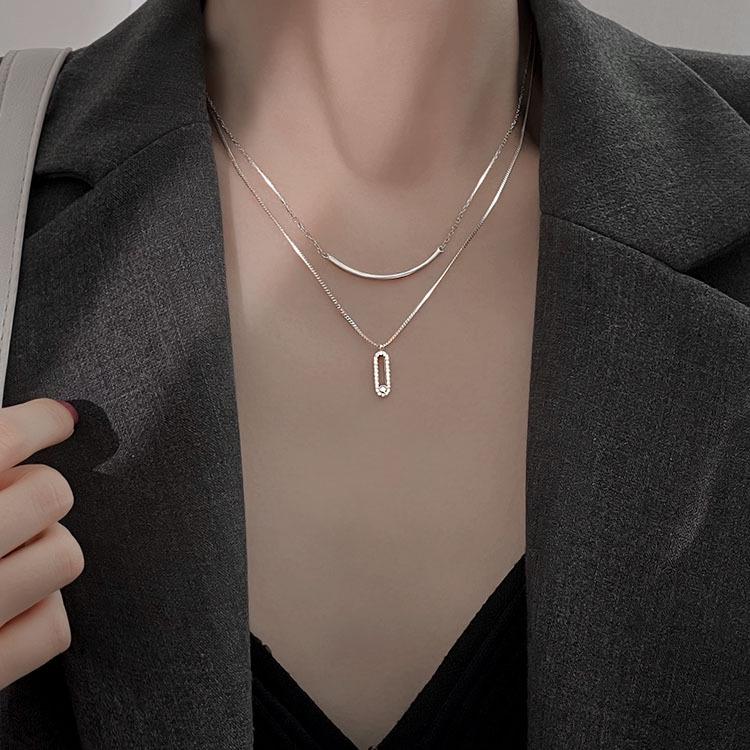 925 Silver-Plated Layered Summer Necklace - Minimalist & Versatile Clavicle Chain for Women (2021 Design)
