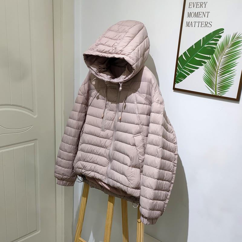 Korean Style Women's 90% Duck Down Jacket - High Quality, Casual, Thin, Loose Fit, Hooded Coat for Autumn/Winter