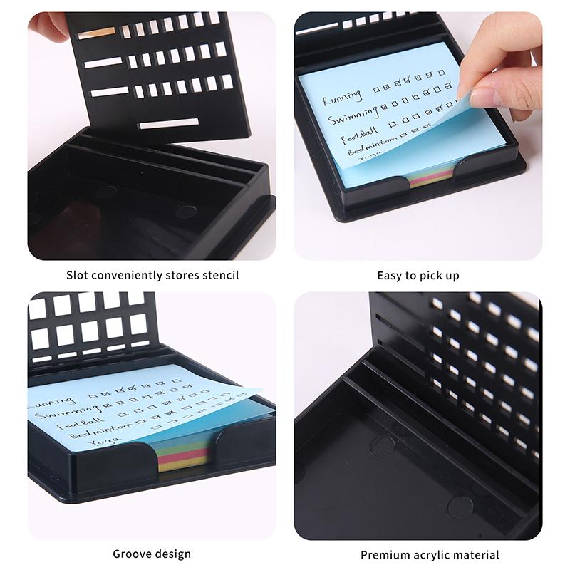 Sticky Note Dispenser Versatile Sticky Note Stencil School Supplies Desk Accessories Sticky Note Holder With Template