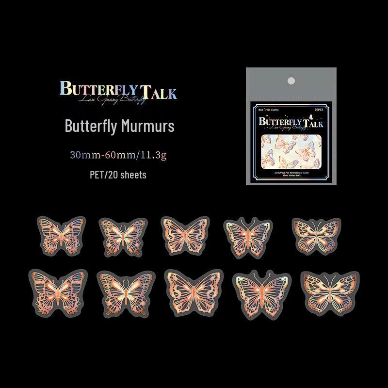 Dreamy Romantic Luminous Butterfly Sticker Pack: Waterproof Hot Stamping for Journals & Collages.