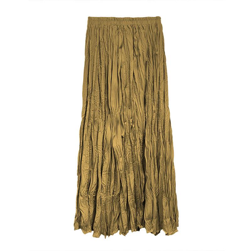 Extended crushed skirt Women's dance long skirt Korean high temperature setting pleated skirt Elegant pleated skirt