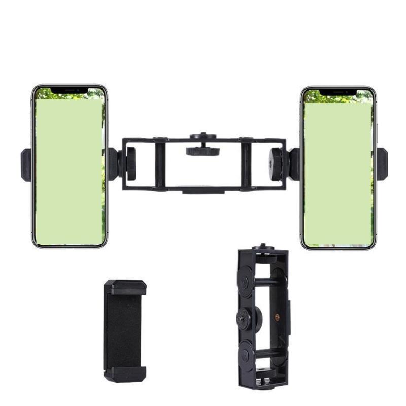 Mobile Phone Bracket Double Adjustable Clip Three Position for Live Stream Video Recording Multifunctional Tripod