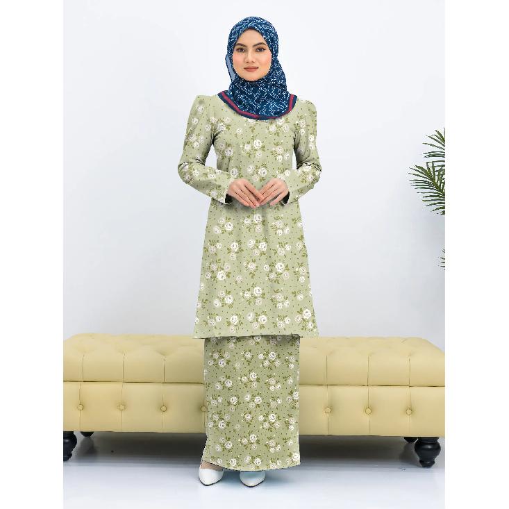 Summer New Irregular Graphic Gradient Print Fashion Long Gradient Modern Kulang Pahang Ladies Casual Muslim Suit Comfortable Ladies Two Piece Suit
