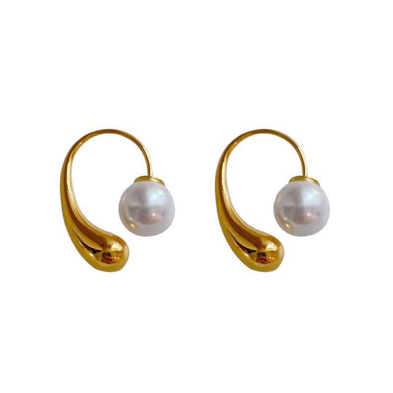 Elegant Pearl Water Drop Stud Earrings for Women: Fashionable, Stylish, and Unique Design