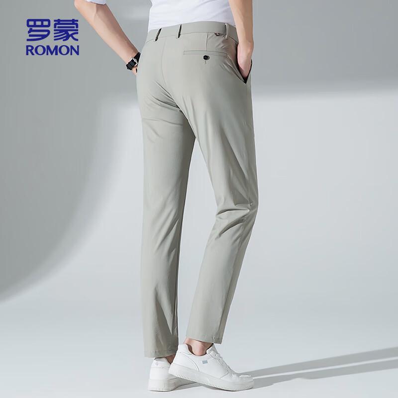 ROMON Men's Ice Silk Stretch Straight Casual Pants