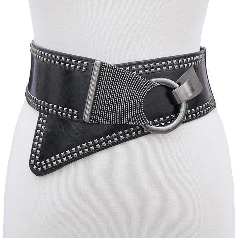 

Women s Vintage Elastic Stretchy Waist Cinch Elastic Tie Waspie Belt Metal Interlock Buckle Corset Waist Belt for Women чорний