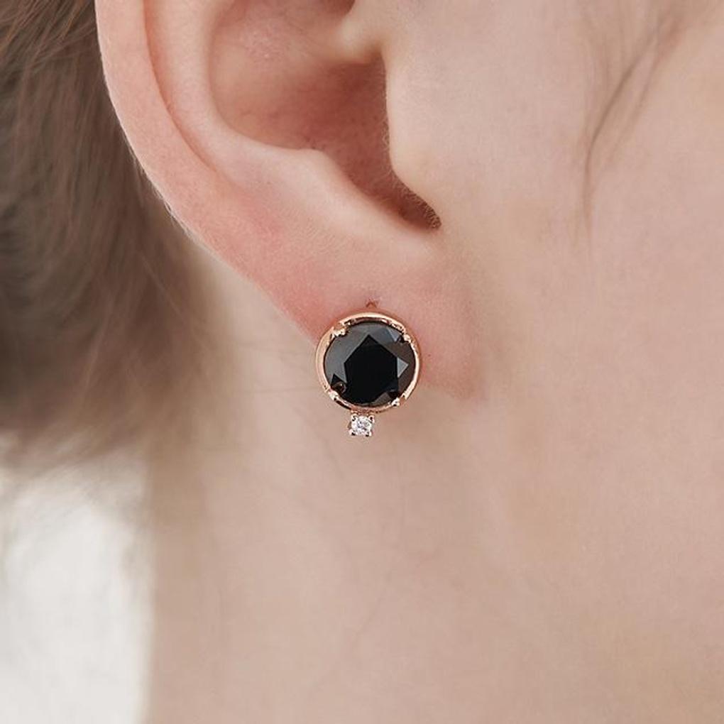 [ELLE Jewelry] 14K GF Black Jet Seahorse One-Touch Earrings ELGPEE547