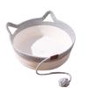 Hand-woven Cotton Cat Basket Interactive Grinding Claw Nest with Rocking Toy Tail Four Seasons Breathable Pet Bed Gray Cat Nest + Toy Ball Small