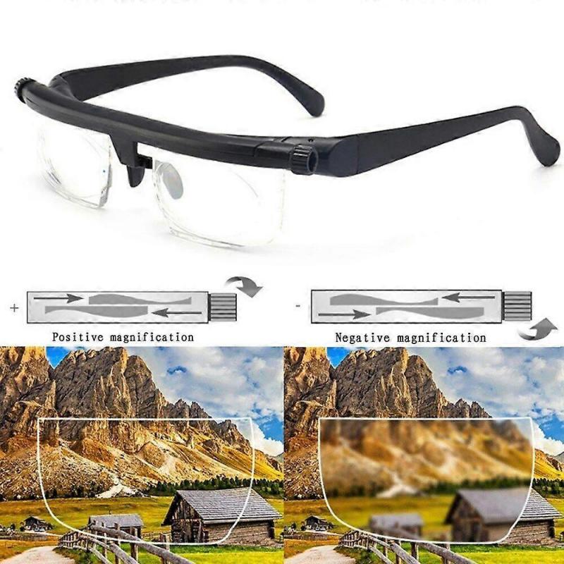 Dial Adjustable Glasses Variable Focus Reading Distance Vision Eyeglasses, 2pcs