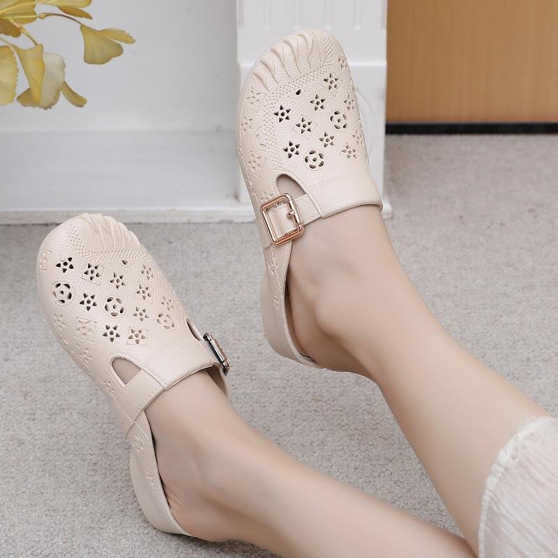 Women's Summer Breathable Sweet Sandals Thick Soft Sole Fashion Beach Slides Anti-Slip Open-Toe Outdoor Shoes