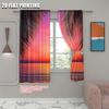 2pc     Curtains Coconut Palm Leaves Versatile Polyester Fabric  Without Electricity Birthday Party for Holiday Family Party