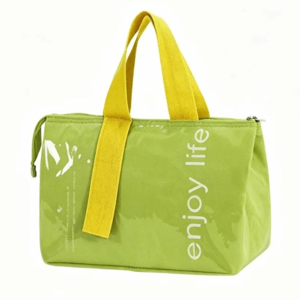 Solid Color Insulated Lunch Bag Large Capacity Thermal Picnic Bag Lunch Handbag Picnic