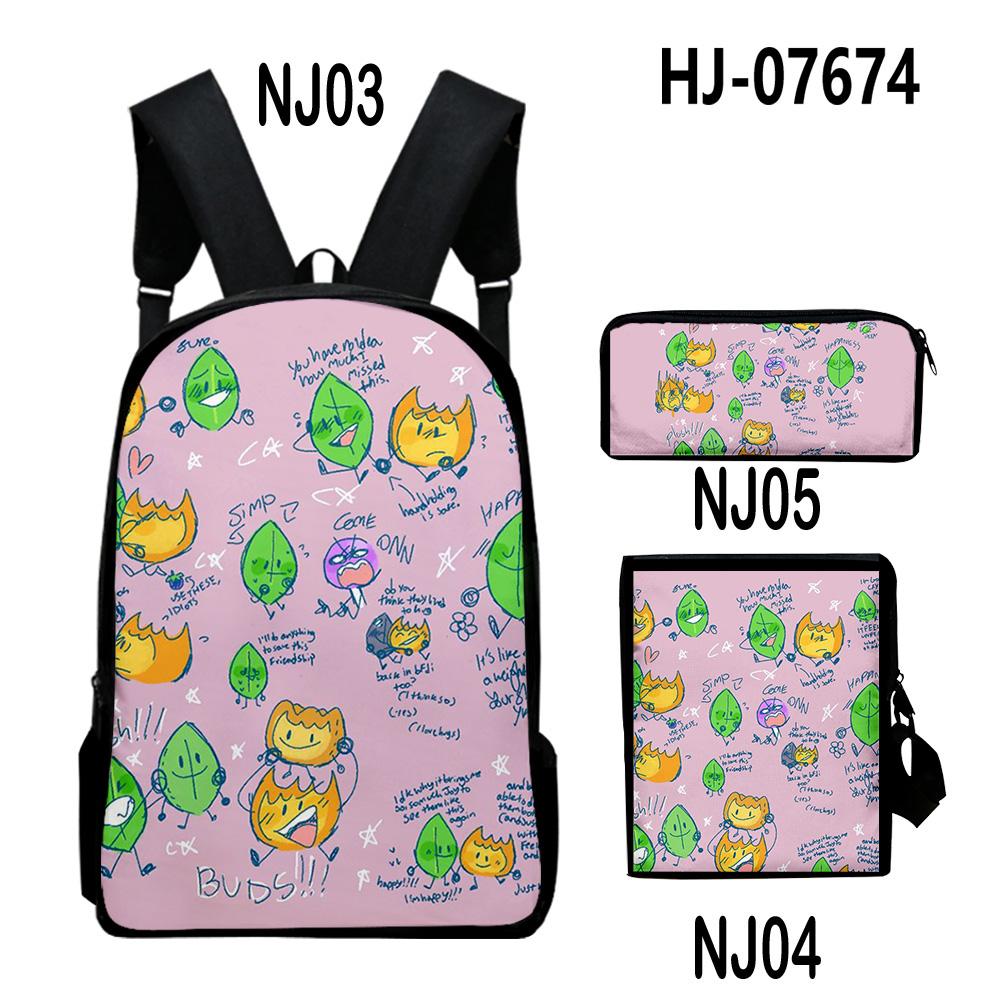 

Jacknjellify Battle for Dream Island Merch Backpack 3 Pieces Sets Shoulder Bags Daypack Student Zipper Bag Unique Pencil Bag