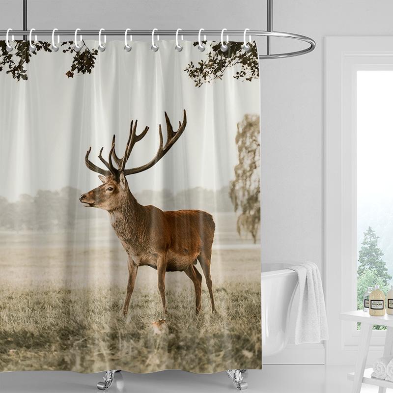 Home Decoration Shower Curtains for Bathroom Waterproof Curtain Fabric Modern Nordic Style Living Room Merry Christmas Winter