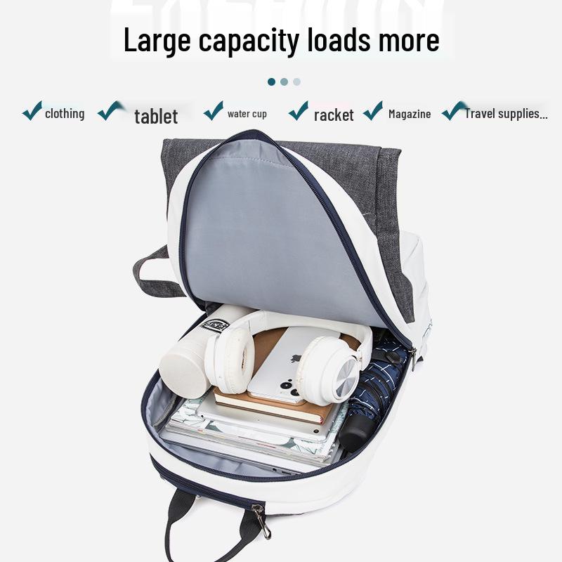 White Tennis & Badminton Backpack for 3 Rackets - Unisex Outdoor Sports Bag