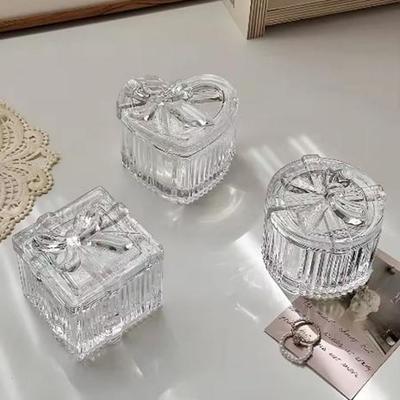 3Pcs Heart-Shaped Crystal Glass Jewelry Storage Box Necklace Storage Box for Dressing Table