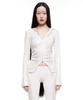 Badee Cut-Out Shirring Hoodie Zip-Up Glitter Ivory