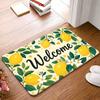 Welcome Letter Print Floral Fruit Vintage Pattern Floor Mat Non‑Slip Doormat for Porch Hallway Kitchen Indoor Home Decor