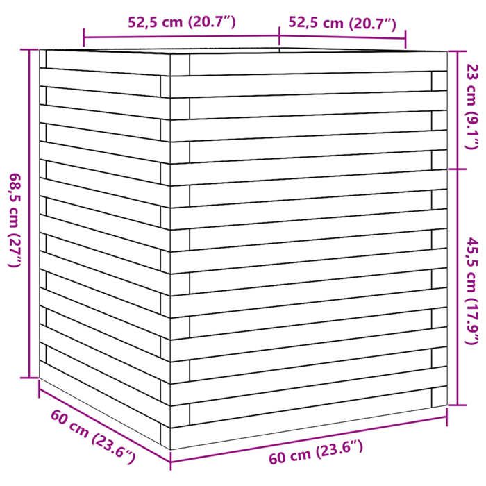 VidaXL Planter White 60x60x68.5 Cm Solid Pine Wood, Outdoor Planter, Flower Box, Tomato Planter, Planter of 3282470