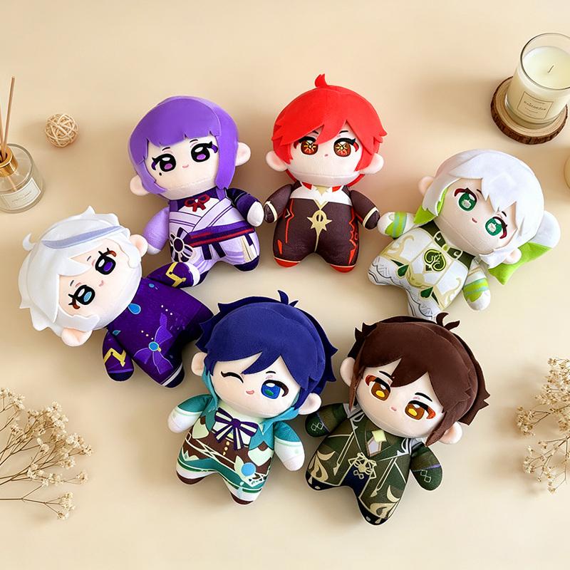 Cartoon Genshin Impact Tartaglia Kaeya Diluc Venti Xiao Klee Stuffed Figure Wanderer Furina Lyney Lynette Doll Cute Stuffed Toy