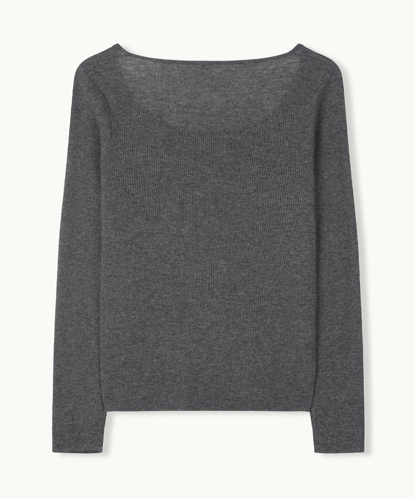 MAKE A TOAST Square Neck Slim Fit Knit Top (Dark Grey) Mbfsnt002Dg