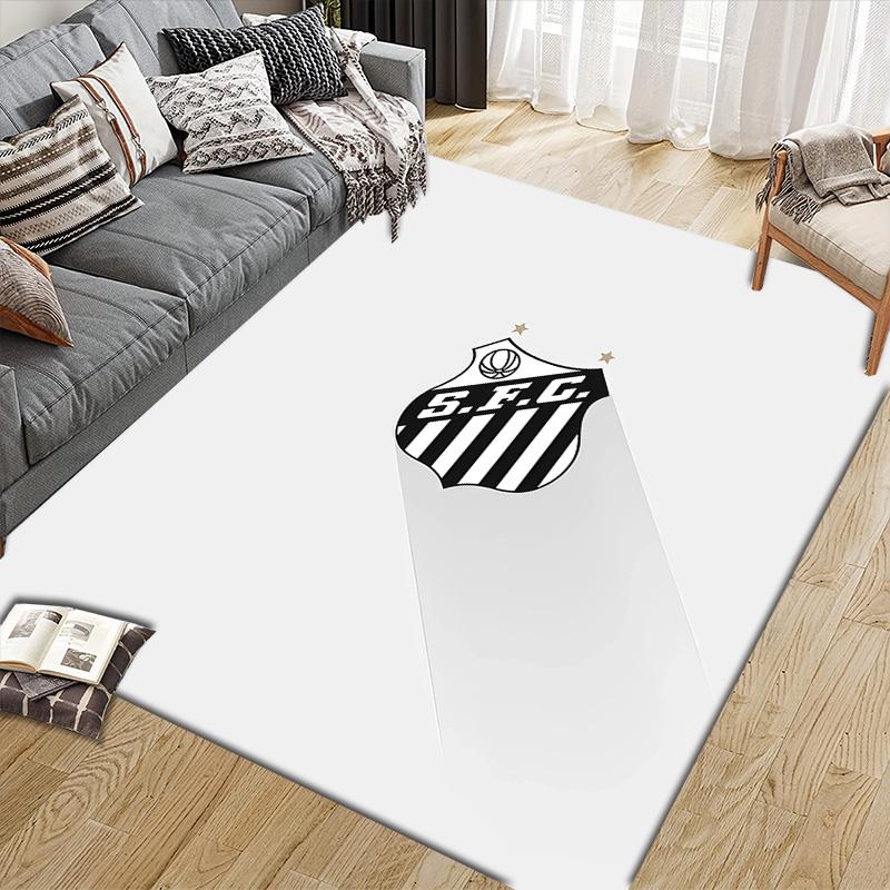 Santos FC2 Flannel Pattern Square Carpet,Area Rug,Carpet Rug for Living Room Bedroom Sofa Playroom Decor,Non-slip Floor Mat