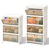 Foldable Plastic Storage Unit, 3/4 Tier Sturdy PP Material Stackable Storage Boxes With Lids For /Clothes