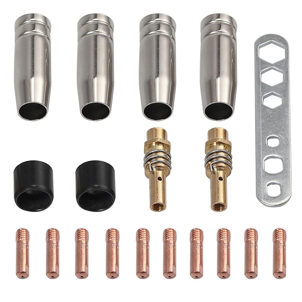 19Pcs MIG/MAG Welding Contact Tips 0.8mm M6 Gas Nozzle Tips Holder Replacement for Binzel 15AK