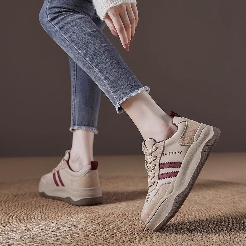 Platform Casual Women's Shoes Spring 2025 New Non-slip Sports Training Shoes Retro Lace-up Heightening Versatile Board Shoes