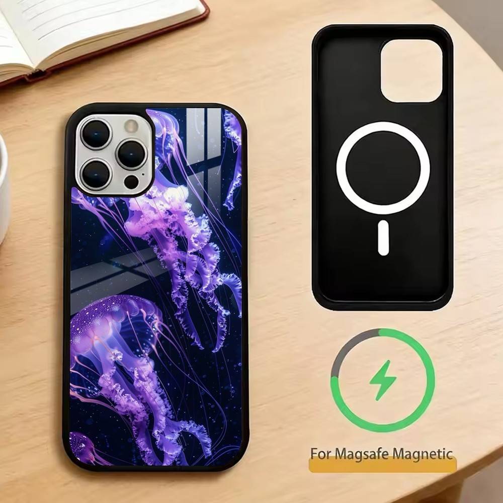 

Jellyfish Oceanic Phone Case For iPhone17,16,15,14,13,12,11 Plus,Pro Magnetic with Magsafe Wireless Charging iphone16e