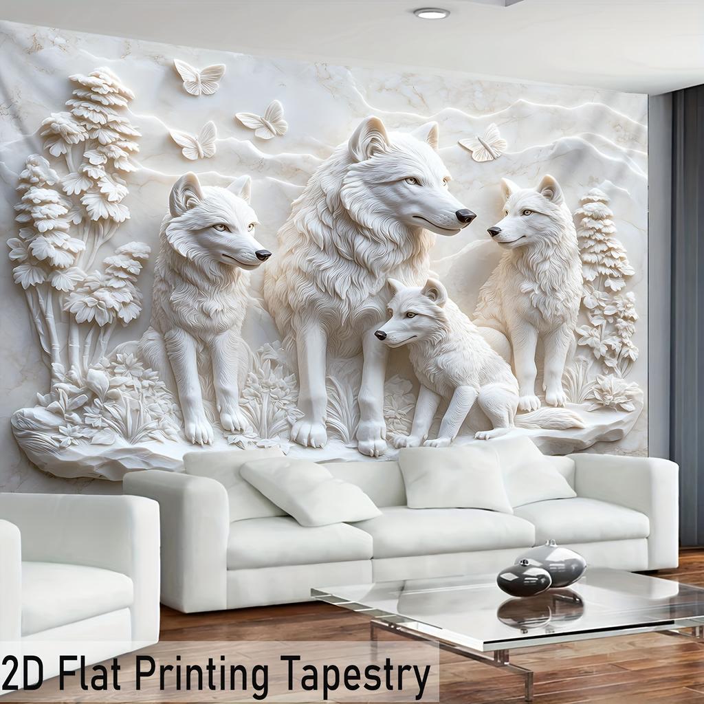 1Pc Wolf Crowd Tapestry Wall Hanging, Decorative Fabric Poster for Bedroom, Living Room, Dorm & Home Decor