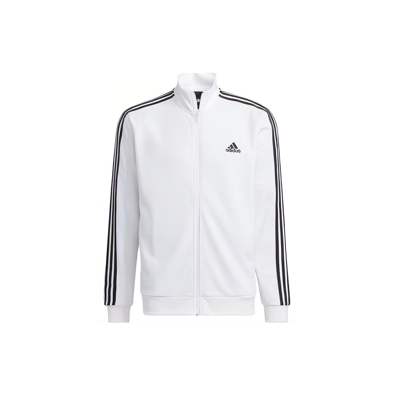 adidas Sportswear 3S Regular Fit Double Knit Track Top  White Black  Men s IA9448 XXXXL
