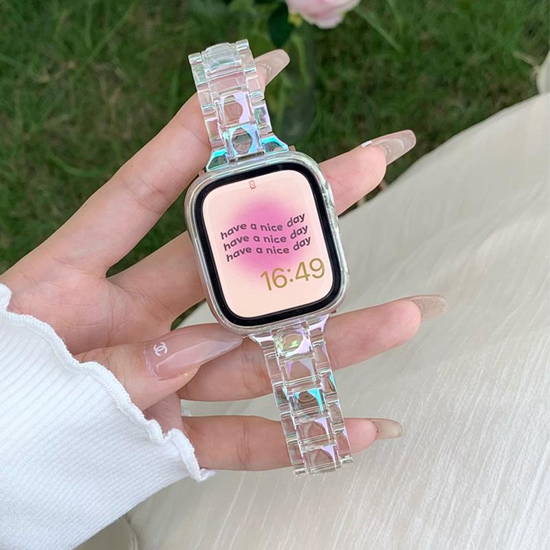 Laser Transparent Acrylic Strap for Apple Watch Band 42mm 46 41 38 45 44 49 40mm Women Bracelet for iWatch Series 10 9 8 7 6 5