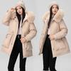 Pie overcome women's winter new waist and thin hooded big fur collar plush thickened short jacket padded jacket
