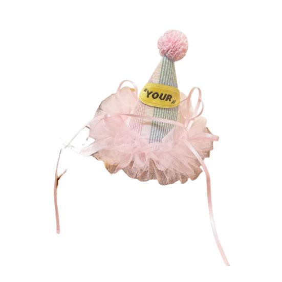 

Birthday Hat Three-Dimensional Star Decoration Plaid Mesh Lace Princess Style Headwear Party Hair Accessory Photo A