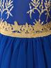 Blue Muslim Evening Dress with Long Sleeves and Puffy Tulle Skirt