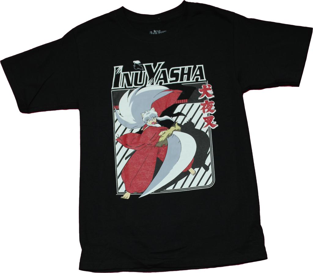 Inuyasha New Adult T-Shirt - Wielding Blade Under Logo