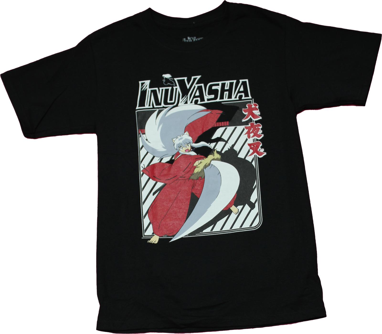 Inuyasha New Adult T-Shirt - Wielding Blade Under Logo L