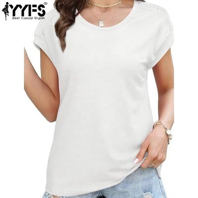 Women's Fashion Casual Summer Spring Solid Color Print Short Sleeve O-Neck Blouses & Shirts