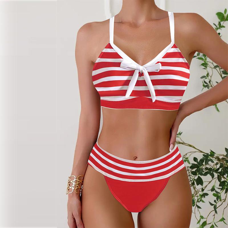 

Женские купальники танкини, 2 предмета, купальник в полоску, купальные костюмы для отпуска 5XL красный