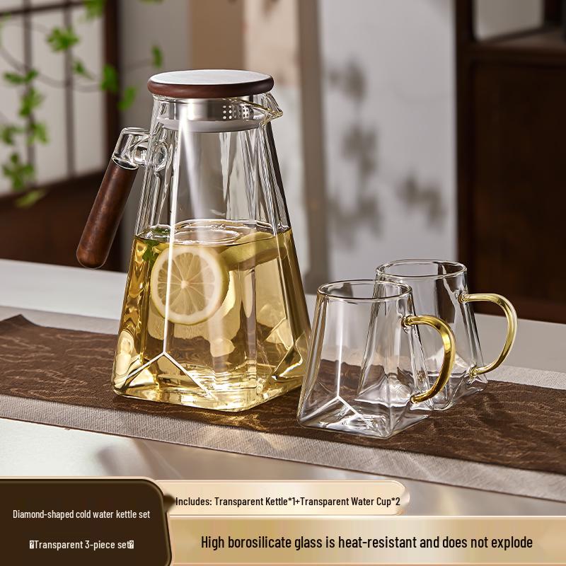 Yagang High-Temperature Resistant Glass Kettle Set for Tea, Living Room Cold Water Kettle Cup Set