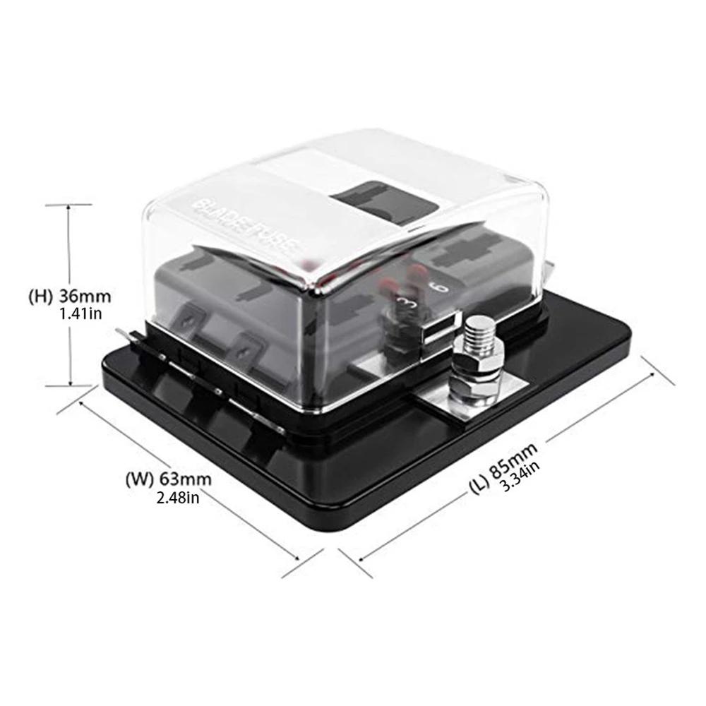 12V 32V 6-way Standard Blade Type Fuse Box Plastic Fuse Box Holder With LED Indicator With Fault For Car Marine Caravan