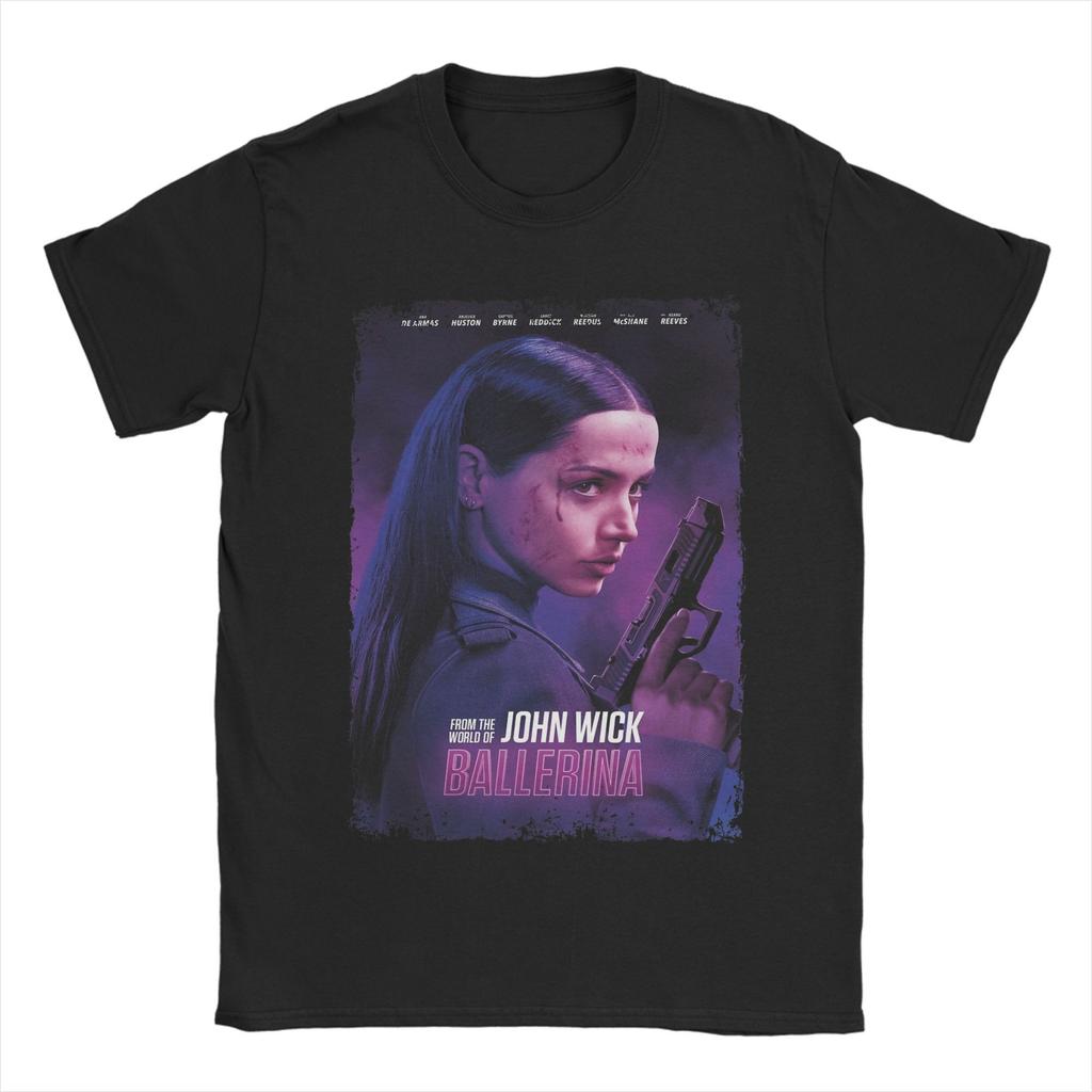 Del Mundo de John Wick Camiseta de Película Ballerina 2025 para Hombre Camisetas de Algodón Cuello Redondo Camiseta Manga Corta Ropa Única