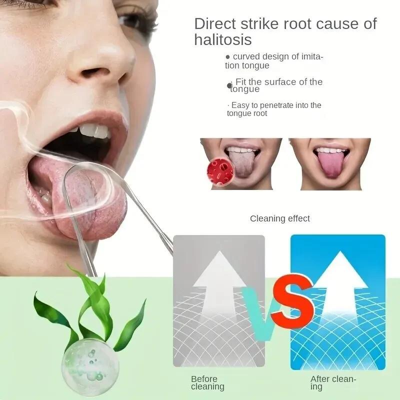 Stainless Steel U Shape Tongue Scraper Oral Care Tool - Tongue Cleaner Brush for Bad Breath Mouth Cleanliness